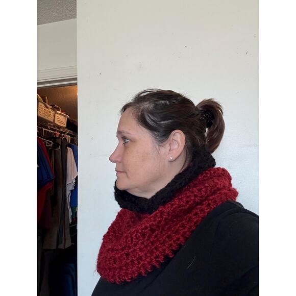 Cowl Neck Hoodie, Hooded Cape, Hand crocheted Hood, Infinity Scarf Neck Warmer, - Picture 10 of 10